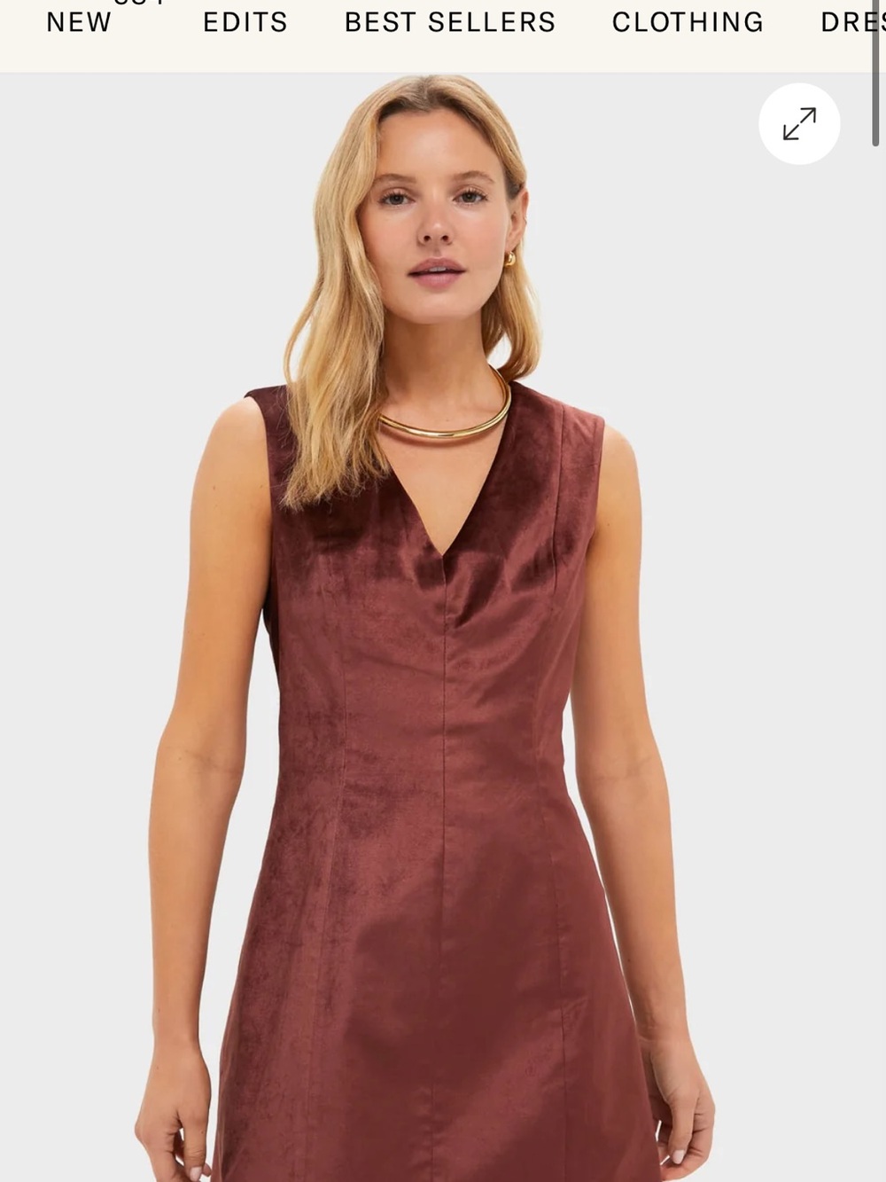 Tuckernuck Sleeveless V-Neck Dress in Rust Brown